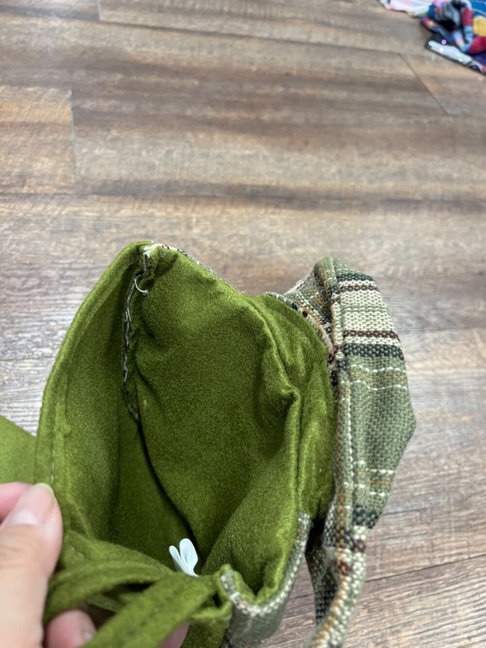 Green Plaid Shirt Style Christmas Stocking Rustic Holiday Decor - Picture 5 of 6